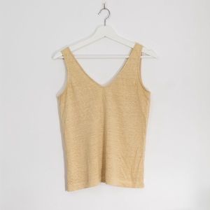 2/$25🍓Simon’s 100% Linen Double-V Tank Tops, Small, Yellow